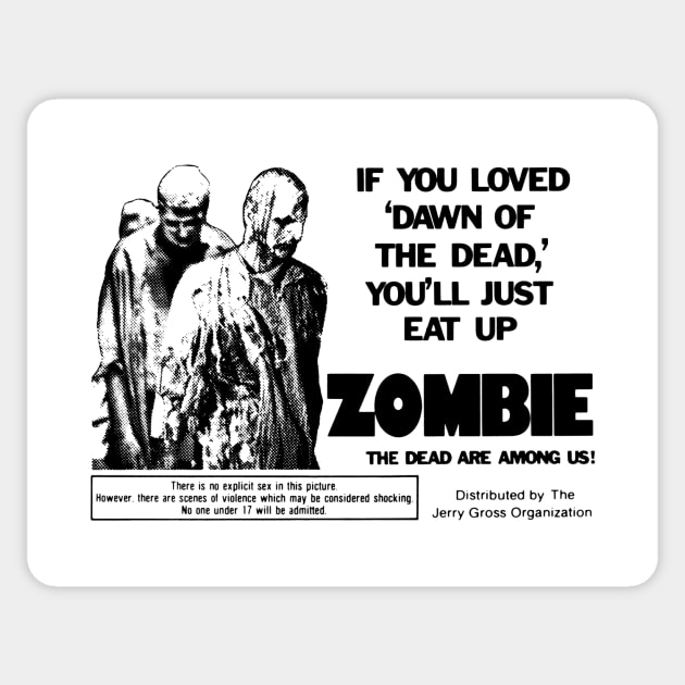 Zombie (black) Sticker by The Video Basement